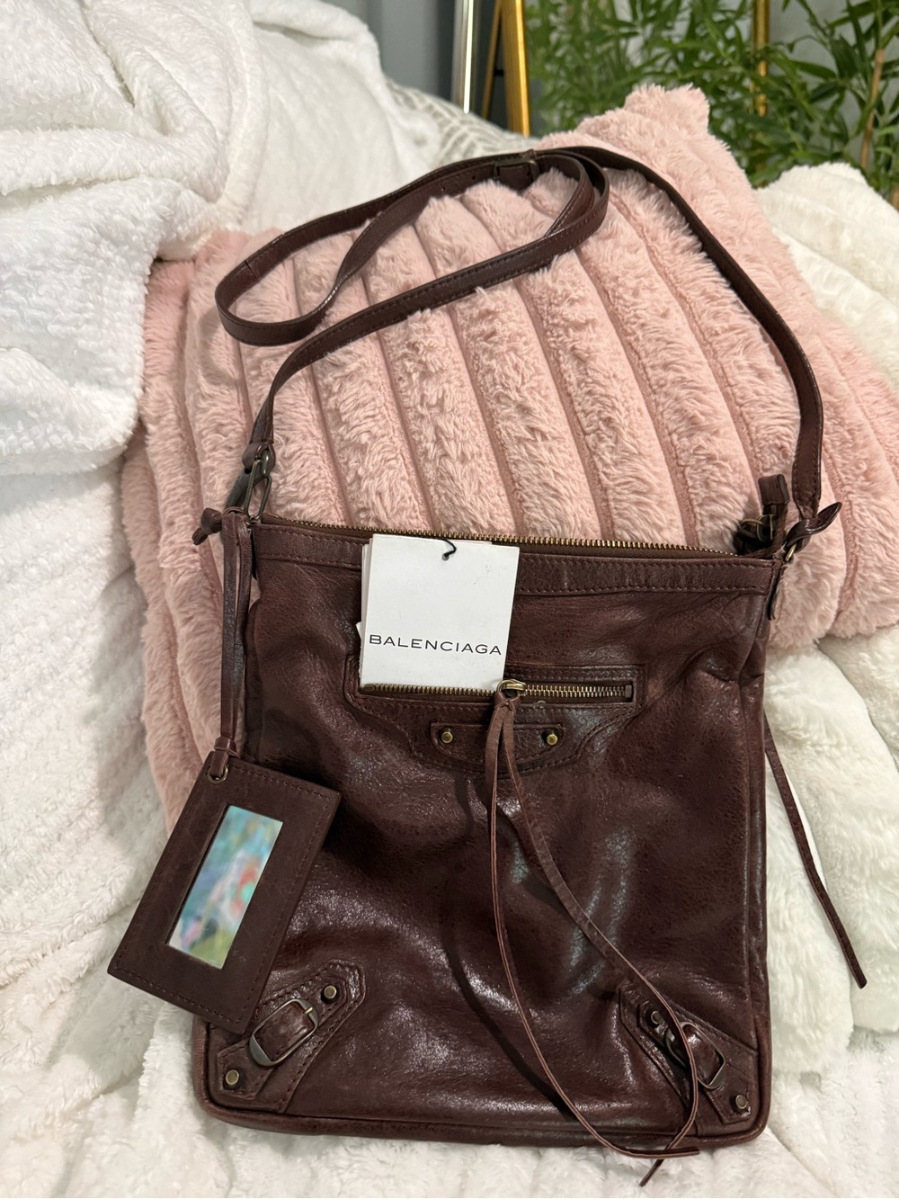 Balenciaga Arena Classic Dark Brown Leather‎ Crossbody Bag Full set